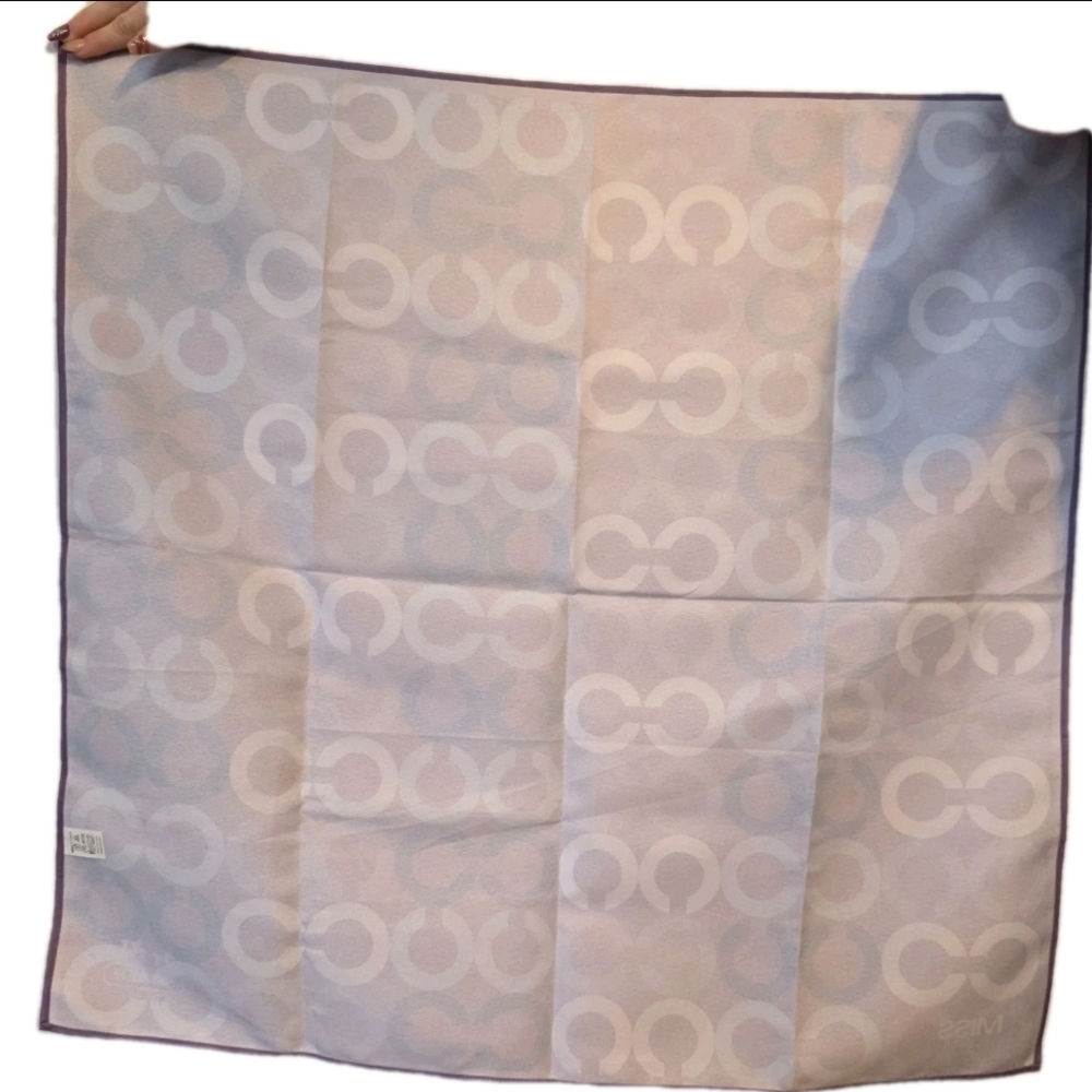 RARE Coach x Miss Furoshiki Scarf Wrap Purple Logo Print Square Japan Collab - Picture 13 of 14